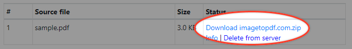 Download result after convertation
